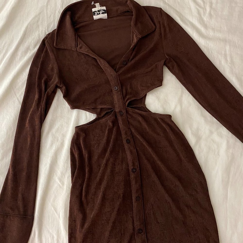 Brown Mini Cut Out Dress